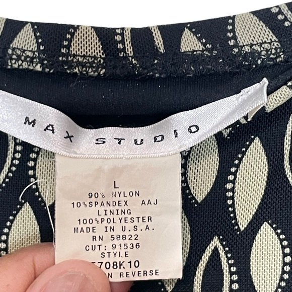 Max Studio Black and Cream Leaf Print Lined Midi Skirt Size L/ XL - Picture 5 of 11